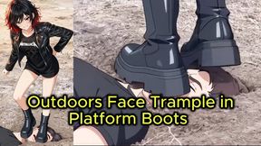 Face Trampling in Forest Dirt Under Platform Boots