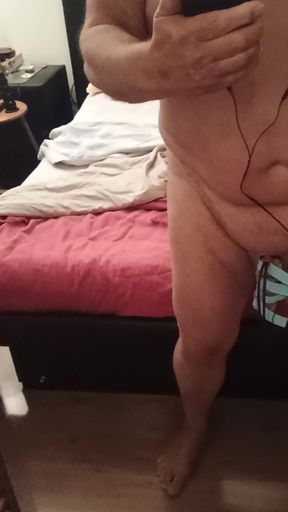 Estim on nipples and cock