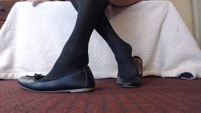 Stockings ballet flats shoeplay dipping