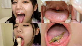 Sara Uruki - Showing inside cute girl's mouth, chewing gummy candys, sucking fingers, licking and sucking human doll, and chewing dried sardines mout-127 - 1080p