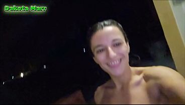 Petite brunette gets wet in a taboo swimming pool session