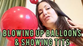 Christmas present: She blows up balloons and shows you her big boobs - Part 1