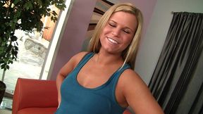 jessica marie swallows a huge load after chris strokes pounds her shaved pussy