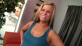 jessica marie swallows a huge load after chris strokes pounds her shaved pussy
