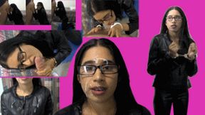 Biker chick eRica sucks cock and gets her face & leathers blasted with cum!