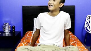 Adorable blonde asian twink Ty Neiman jerks off his cock