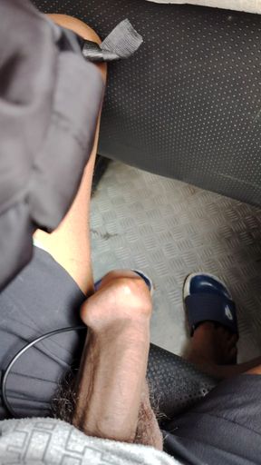 A boy masturbating in a bus while watching outside and passengers