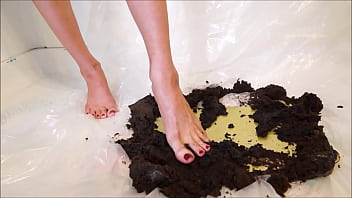 Vicki Gets Her Feet Dirty Stomping Cake