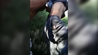 Mature daddy bareback fucking outdoors in the countryside