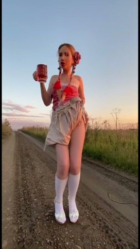 Sexy teen Elza Kom dance Oktoberfest   Clip 2
