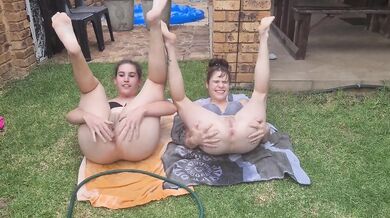 Petite brunette best friend bra fetish anal prep squirts garden hose water inflation hole play