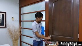 PinoyBoys.com - Asian twink and his older boss take turns for