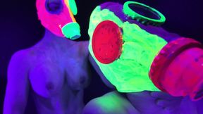 Neon Rave Girl on Girl Dildo Play