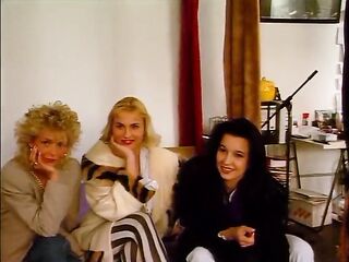 Vintage sweethearts getting undressed and touching every other at casting