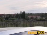 FakeTaxi Taxi driver convinces black haired hottie to suck his dick