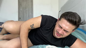 The stepfather confuses his stepson with his wife and fills him with hot cum by accident