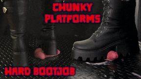 A Hard Bootjob in Chunky Platform Black Boots (Edited Version) - Tamystarly - Cock Balls Crush Trample, CBT, Trampling, Shoejob, Stomping