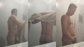 handsome man with big dick in towel