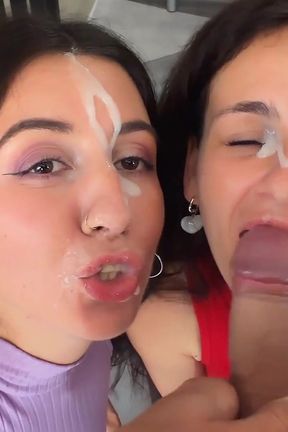 Two Cum-covered Beauties Love to Walk - Cumwalk