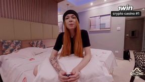 Cute Latina girl gets her first porn scene with a redheaded Brazilian in