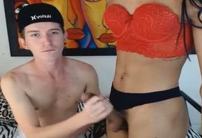 Couple Shemale Sucking Dick On Webcam