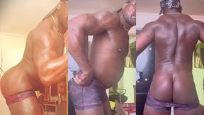 sexy black muscle bicep butt & back flex & pose