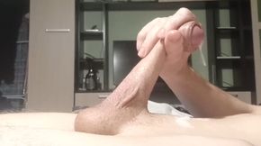 Guy in White Shorts Jerks off His Dick, Drains His Sweet Cum