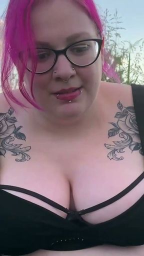 Public pissing and oee through panties! German Goth BBW Abby Strange   Clip 1