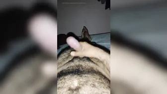 Hairy uncut cock shoots a massive cum load