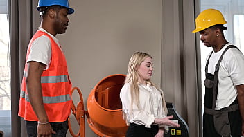 Petite Blonde Haley Spades Gets DPd By BBC Construction Workers GP3013