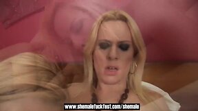 One transsexual fucks two babes