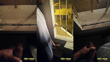 Jerking Off My Big Uncut Cock Public On My Window Till I Cum - Camilo Brown