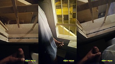 Jerking Off My Big Uncut Cock Public On My Window Till I Cum - Camilo Brown