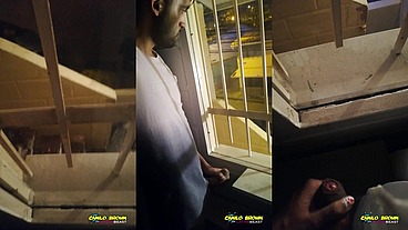 Jerking Off My Big Uncut Cock Public On My Window Till I Cum - Camilo Brown
