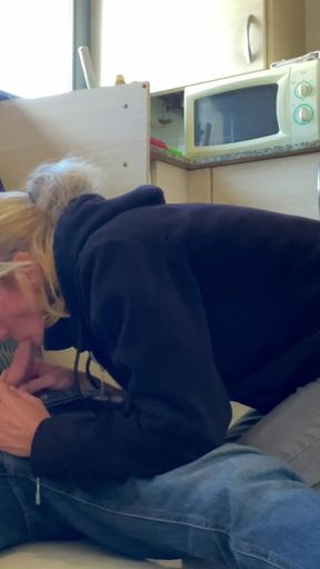 Hot Wife Blowjob to the Plumber in My Kitchen