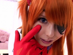 Asian babe Chika Arimura sucks as Evangelion