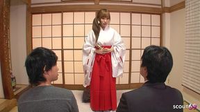 traditional japanese teen seduce to uncensored mmf 3some sex by two boys with facial and creampie