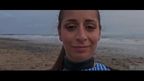 Italian beach babe Silvia Soprano dominated on Norwegian shore