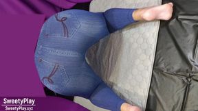 Big Ass in Jeans Peeing with Vibrator.
