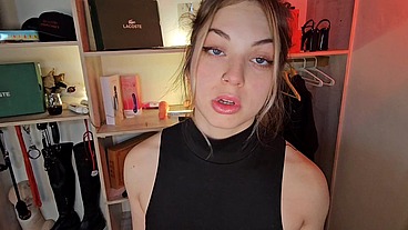 Sloppy blowjob and cum on latex gloves fetish