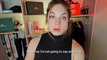 Sloppy blowjob and cum on latex gloves fetish