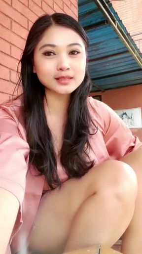 She Masturbate Outdoor, Spicy Lingerie Outside