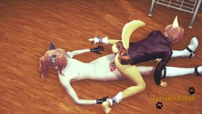Furry yaoi 3D fox teens yiffed raw gushing creampie