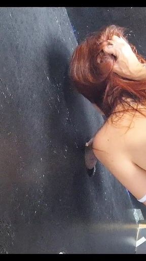 Wife's First Time Sucking and Bareback in Gloryhole Booths!