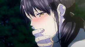 Two people of different ages have sex outdoors