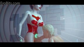 Sci-Fi Futanari animated series: Big-cocked alien mounts busty lady