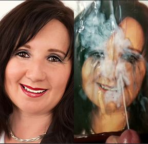 MILF gets cum peed out of her sexy face