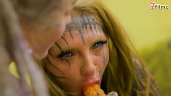 Alt-Girls Tattooed Lesbian Dildo Punk, Goth, Hippie, Spit Tongue