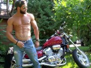 Maskurbate Hunky Biker Jerks Dick Outside