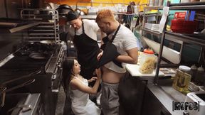 Brunette Siren Ignites Intense Passionate Kitchen Work Bliss